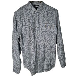 Banana Republic Slim Fit 100%‎ Cotton Long Sleeve Leaf Print Button Down Shirt